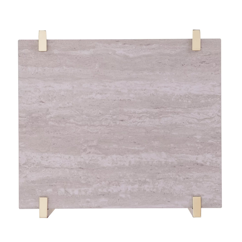 Square Faux Marble End Table with Storage F794