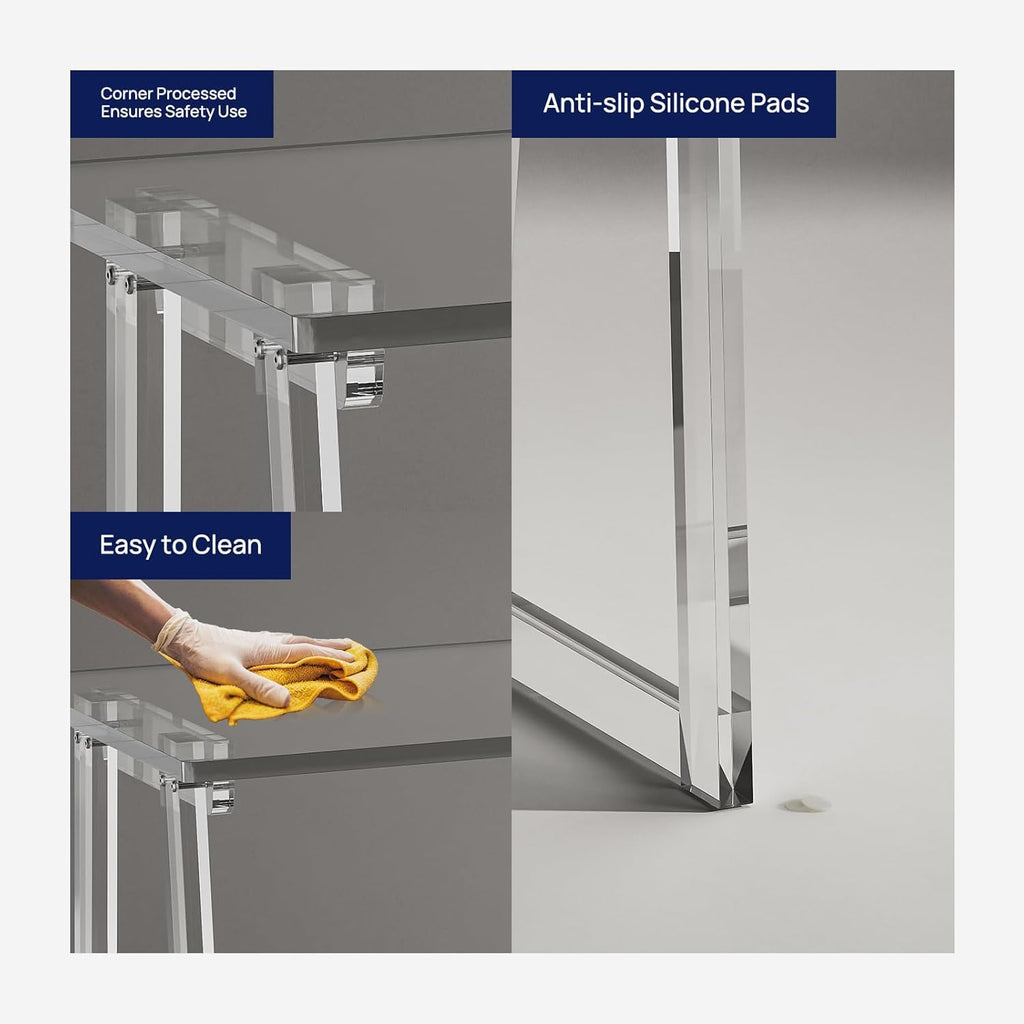 Clear Acrylic Desk 35.4 Inch with Trapezoid-shaped Legs I239
