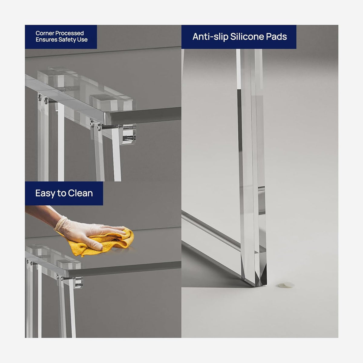 Clear Acrylic Desk 35.4 Inch with Trapezoid-shaped Legs I239