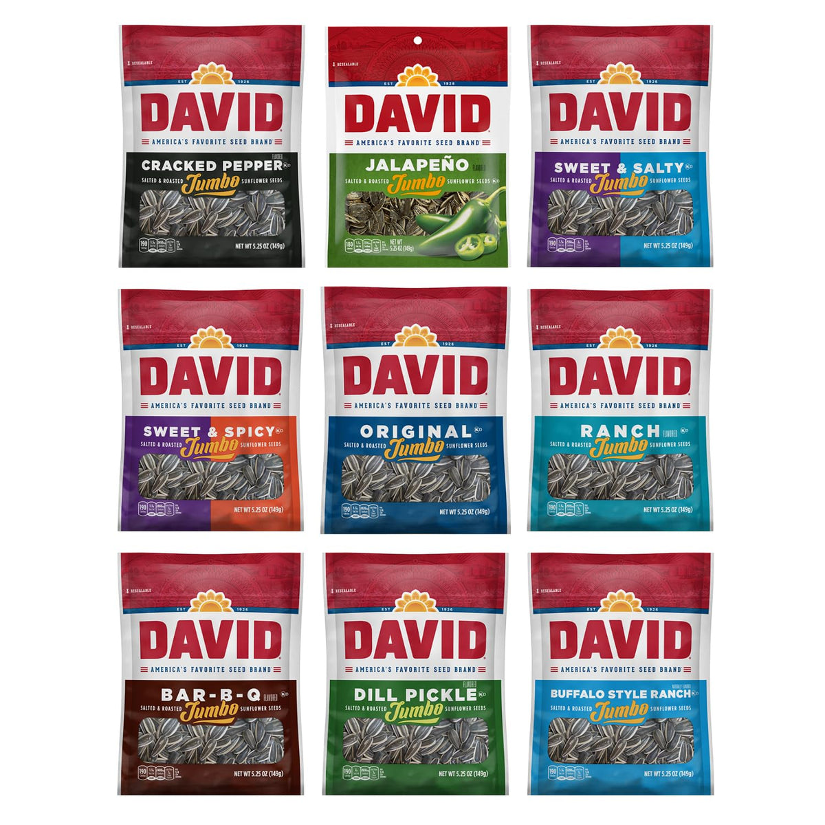 5.25 Oz Assorted Flavors Sunflower Seeds Variety Pack 9 Count R42914