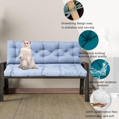 Waterproof 2-3 Seat Replacement Swing Seat Cushion with Backrest and Ties (40 * 60 in) Z467362