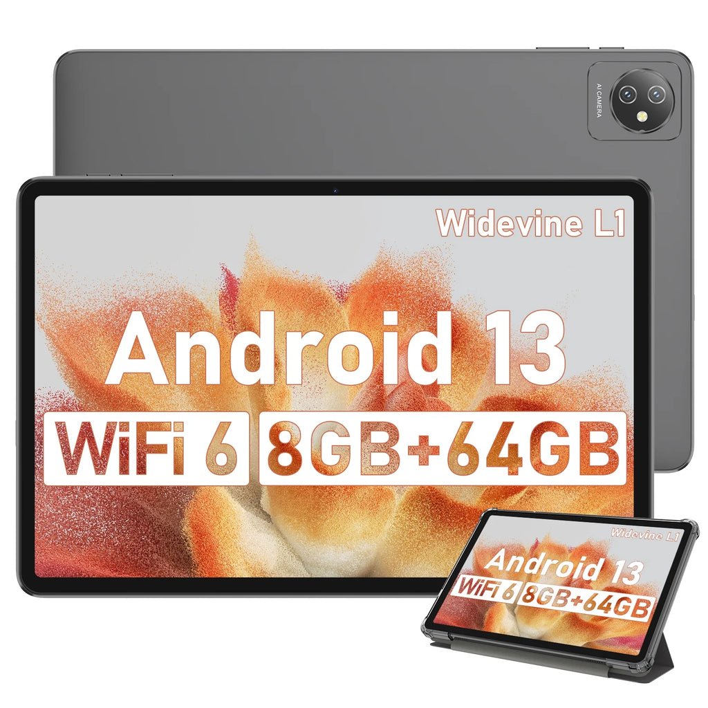 10 inch Tablet 64GB ROM 8GB RAM Android 13 Gray X8221
