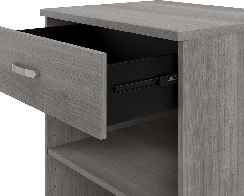 Platinum Gray Floor Storage Cabinet with Drawer and Shelves V34559