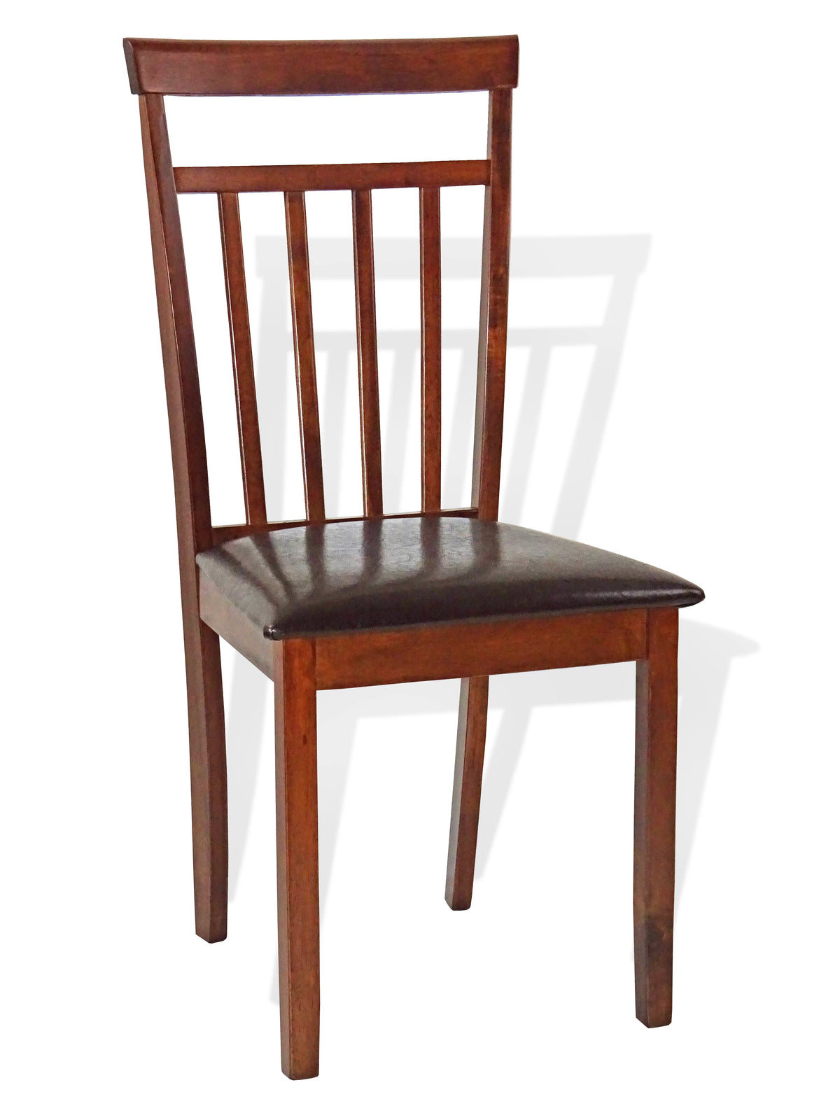 5 Pcs Rectangular Table 3 Wooden Chairs Bench Medium Brown C23127