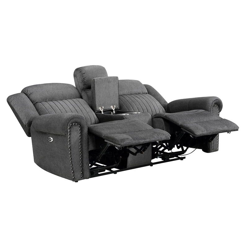 Charcoal Microfiber 2-Piece Power Reclining Sofa Set U912