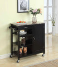 Black Wood & Marble Finish Kitchen Storage Cabinet Cart Z944198