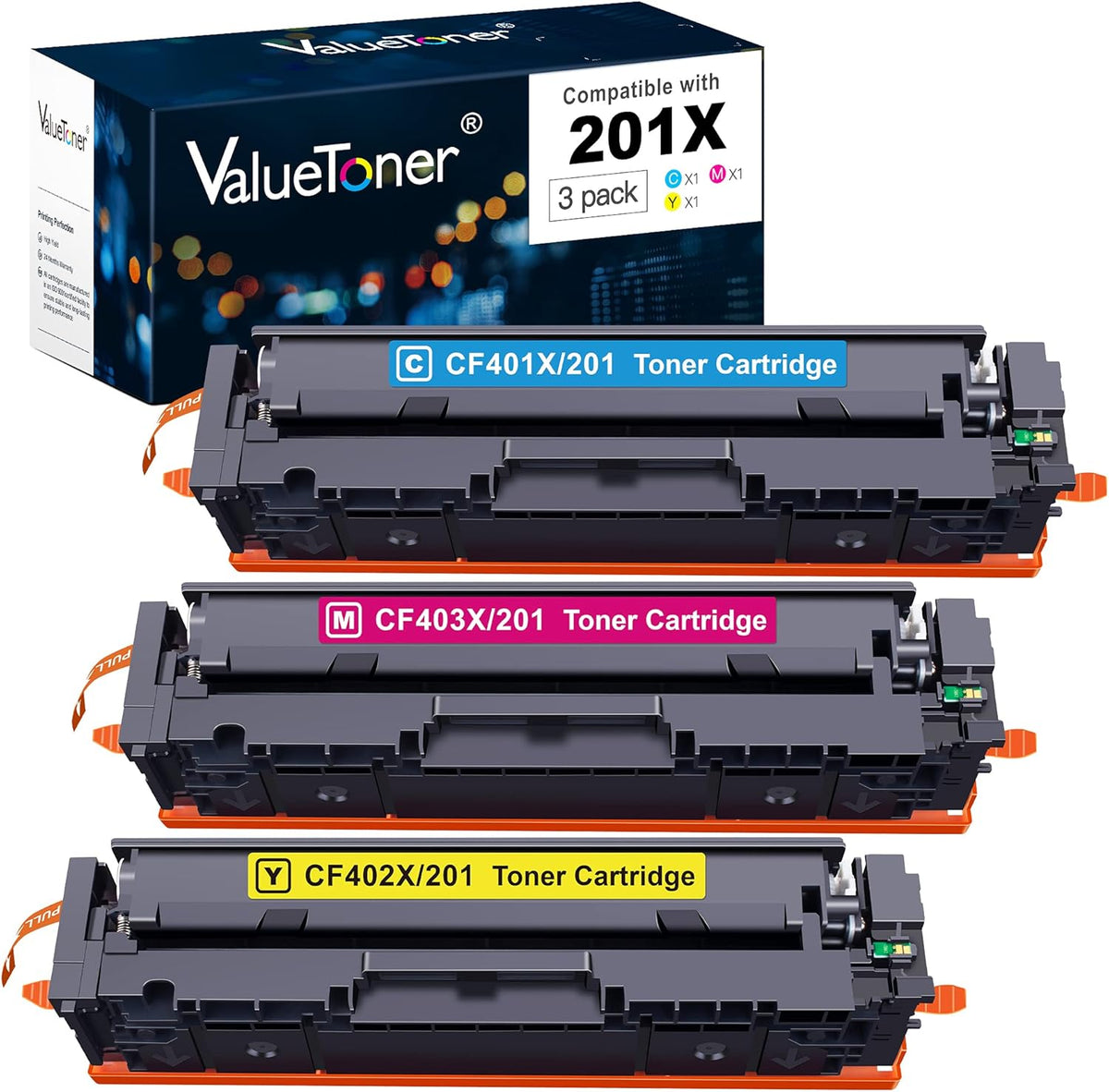 Compatible Toner Cartridge Replacement 3-Pack Cyan Magenta Yellow T4243