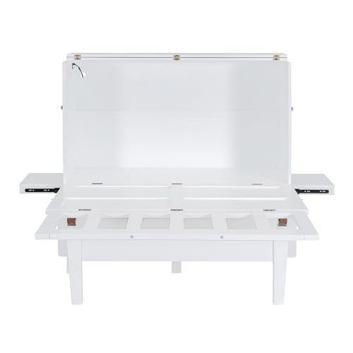 Queen Size Solid Wood Murphy Bed with USB Port and Removable Shelves G8004