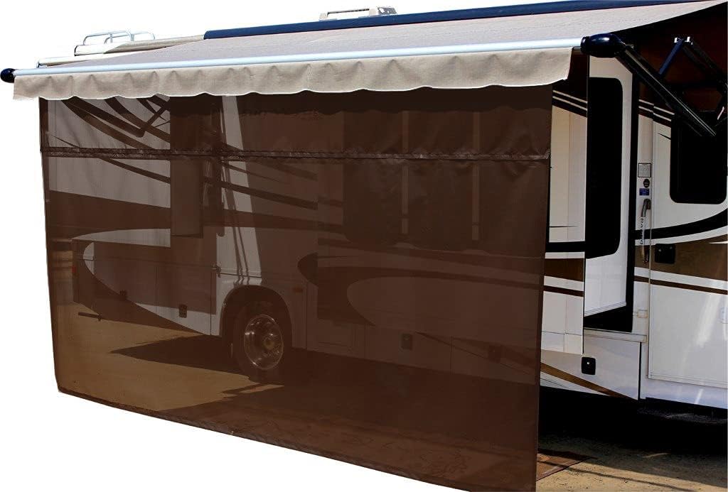 Grey 10' x 9' Solar Mesh RV Awning Sun Shade W3665