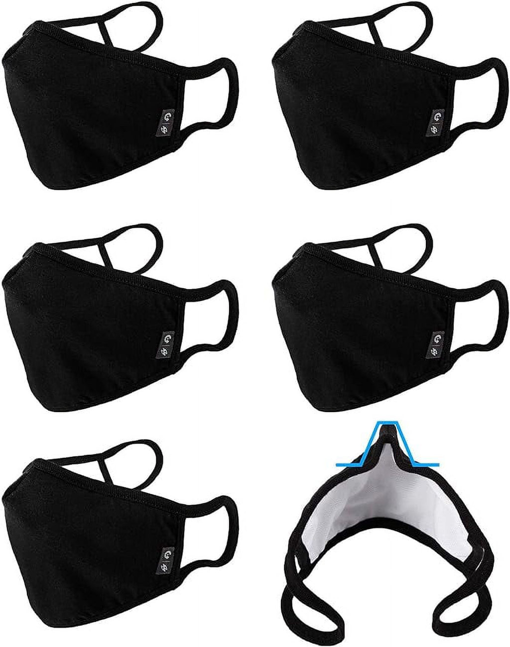 3-Ply Washable Reusable Cloth Face Mask with Nose Wire 6 Pack H70133