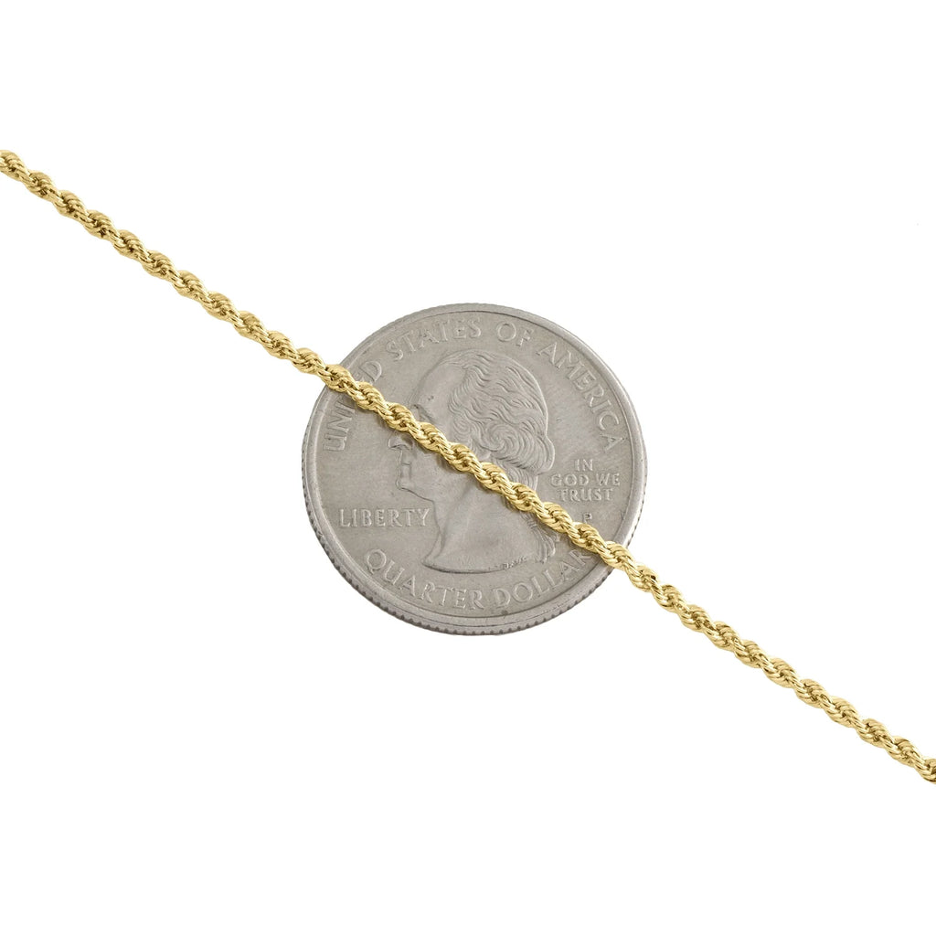 10K Yellow Gold Diamond Cut Rope Chain Necklace 16 Inches E135800