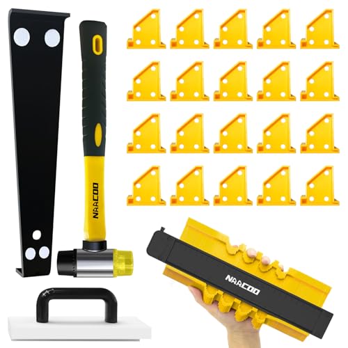 Laminate Flooring Tools, LVP Installation Kit, Tapping Block, Contour Gauge, Pull Bar, Spacers, Mallet D12606