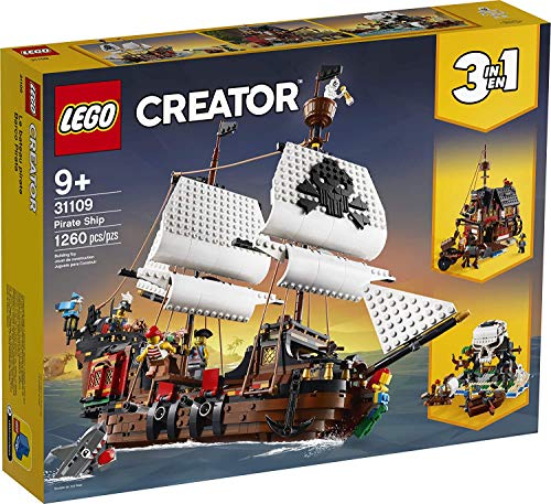 LEGO Creator 3 in 1 Pirate Ship Building Set, 4 Minifigures, Shark Toy, Ages 9+ P91074