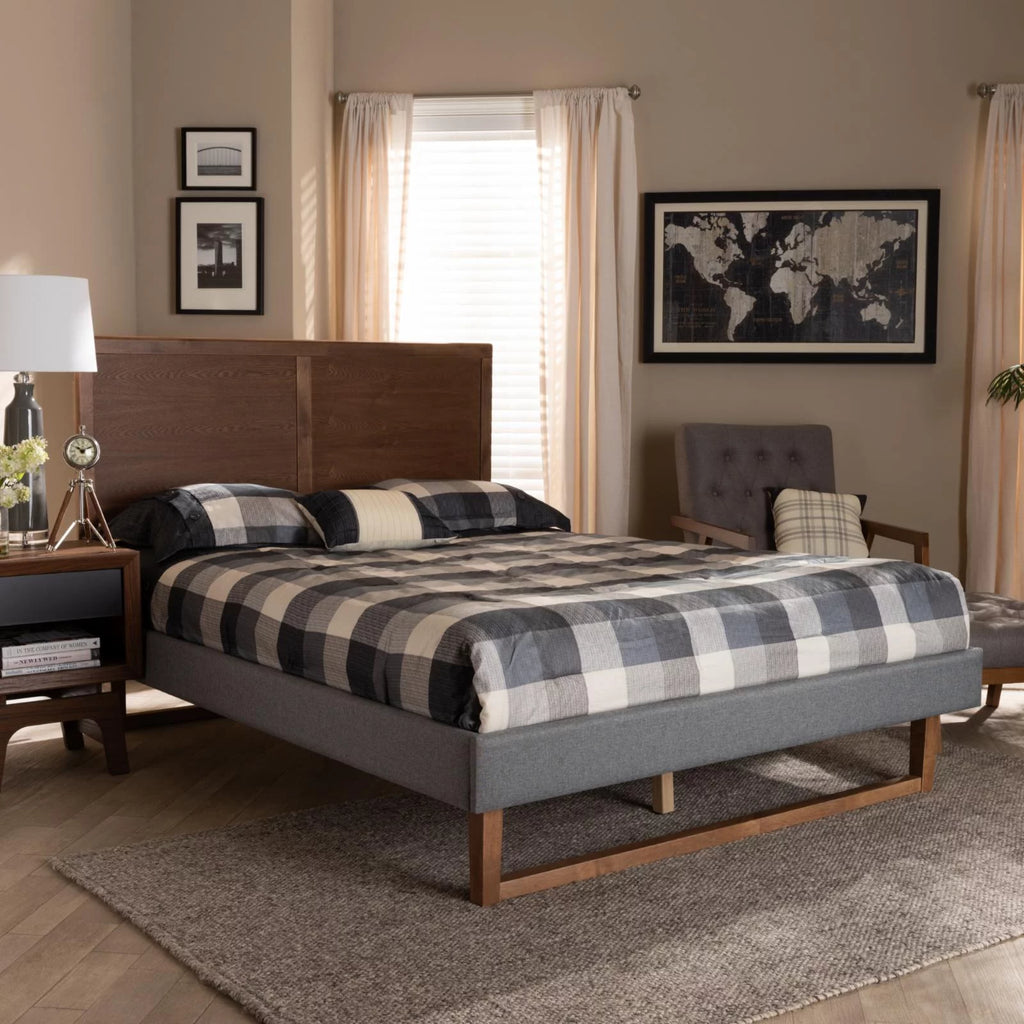 King Size Dark Gray Upholstered Wood Platform Bed W9663
