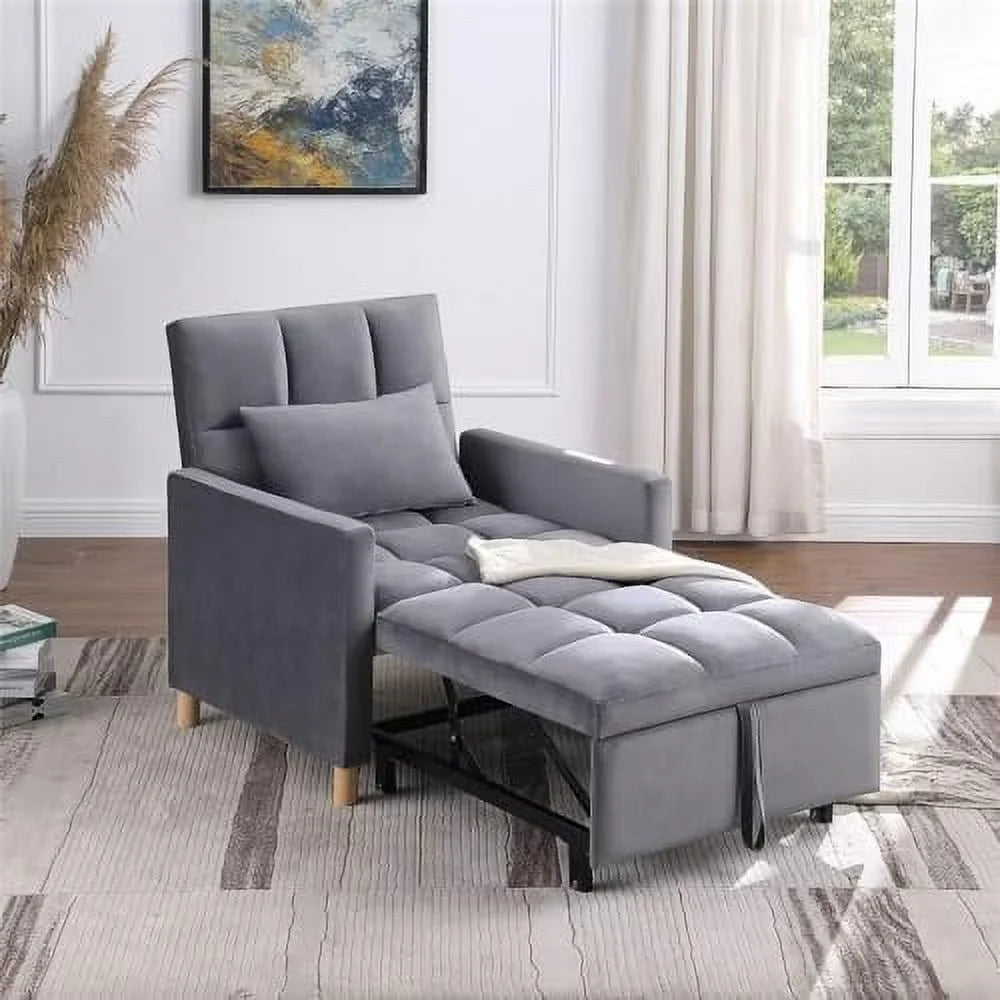Convertible Velvet Sleeper Sofa Chair Bed Y98533
