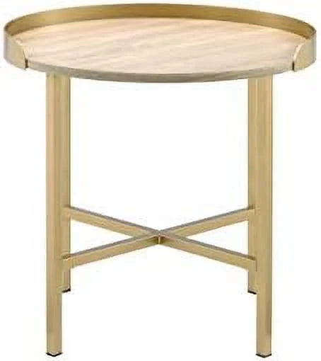 Round End Table with Metal Base K10874