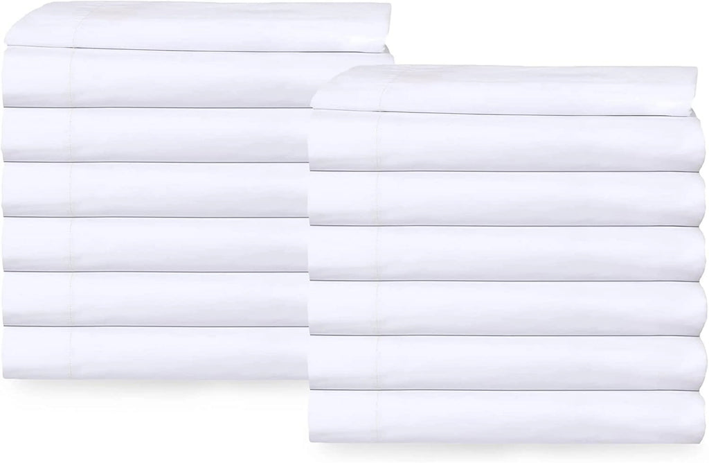 Twin Flat Sheet 66X108 inches Pack of 24 Bright White Cotton Rich U3566