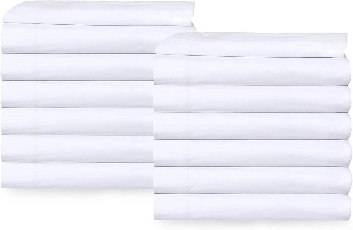 Twin Flat Sheet 66X108 inches Pack of 24 Bright White Cotton Rich U3566