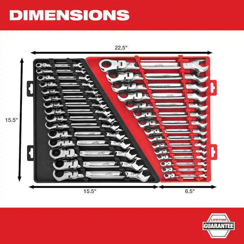 15-Piece Flex-Head Ratcheting Combination Wrench Set Metric Z350767