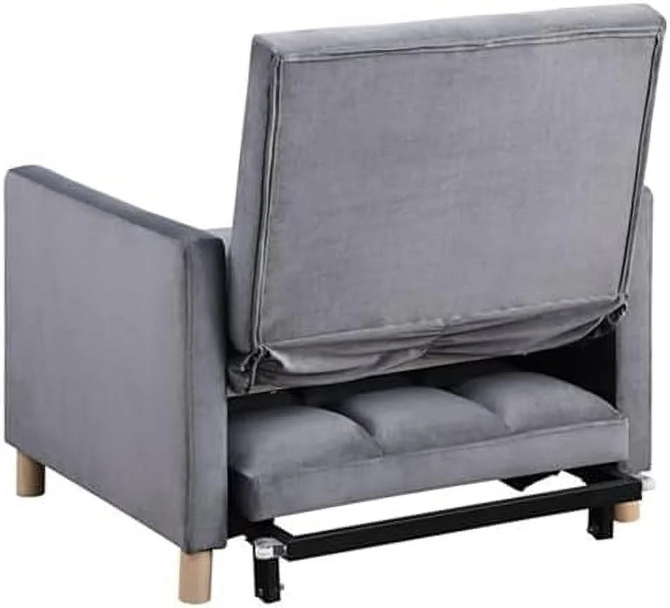 Convertible Velvet Sleeper Sofa Chair Bed Y98533