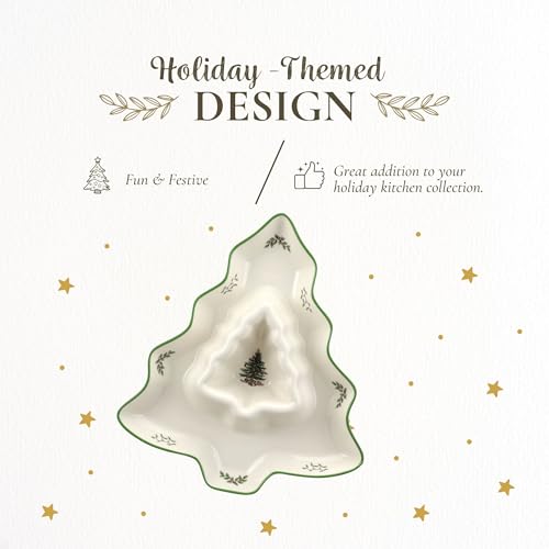 Christmas Tree 14-Inch Tree-Shaped Serving Plate Fine Porcelain Holiday Tableware Z4519