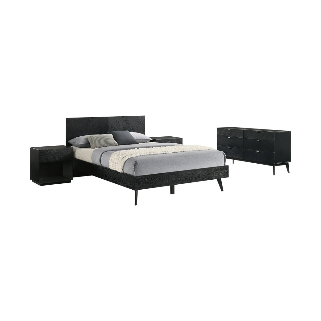 Queen 4 Piece Wood Bedroom Set Black M749547