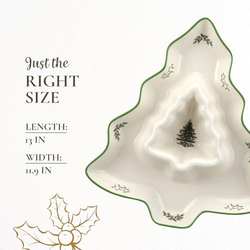 Christmas Tree 14-Inch Tree-Shaped Serving Plate Fine Porcelain Holiday Tableware Z4519
