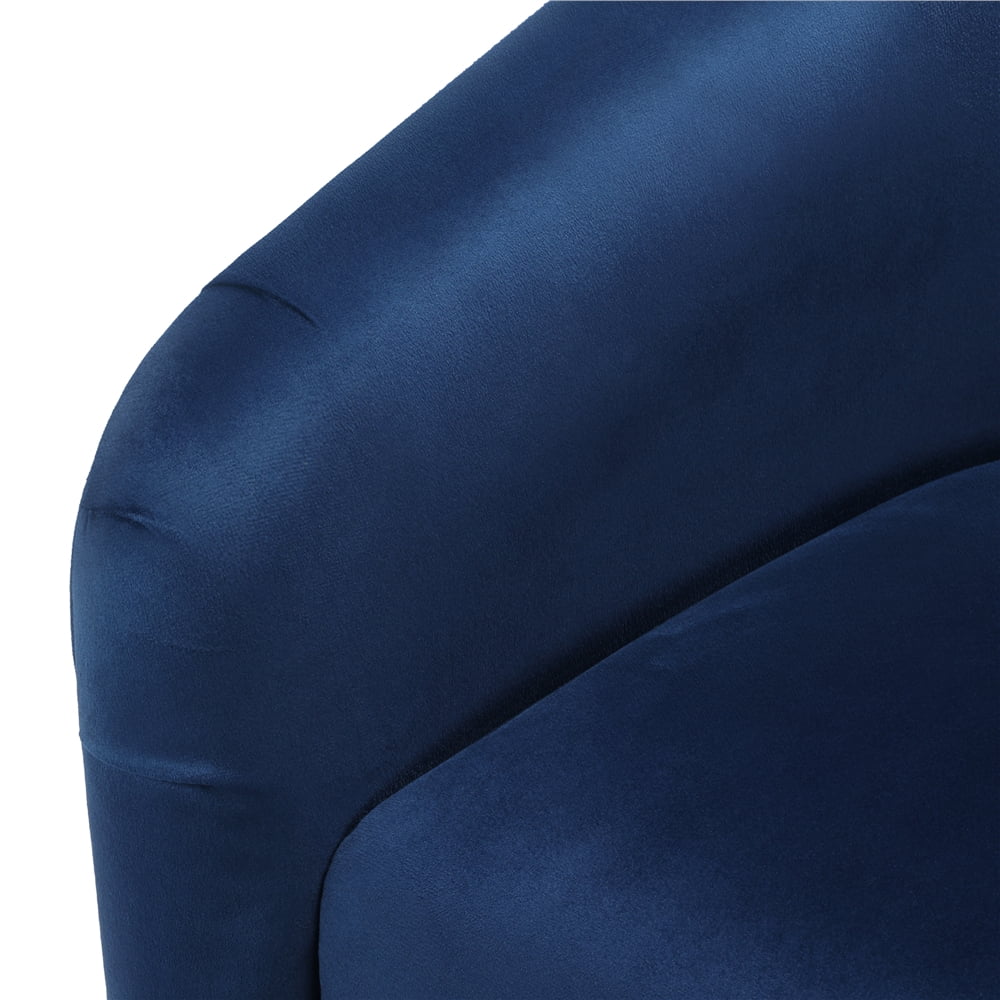 Navy Blue Velvet Upholstered Barrel Chair S824