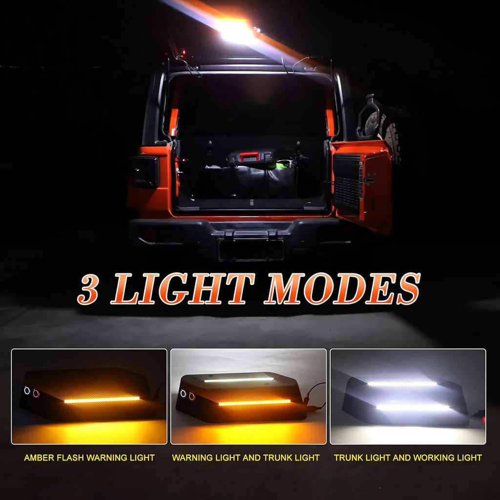LED Trunk Rear Light Rear Glass Lift Gate Dome Light Compatible with Jeep Wrangler JL JLU 2018 2019 2020 LED Cargo Light with White light and Flash Amber Warning Light E7224
