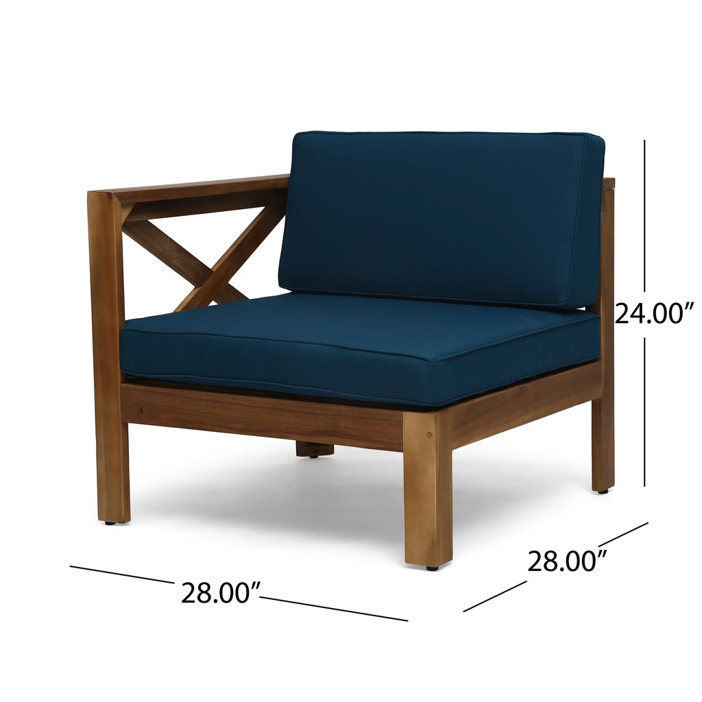 Acacia Wood 5 Piece 3-Seater Sectional Sofa Set S57373