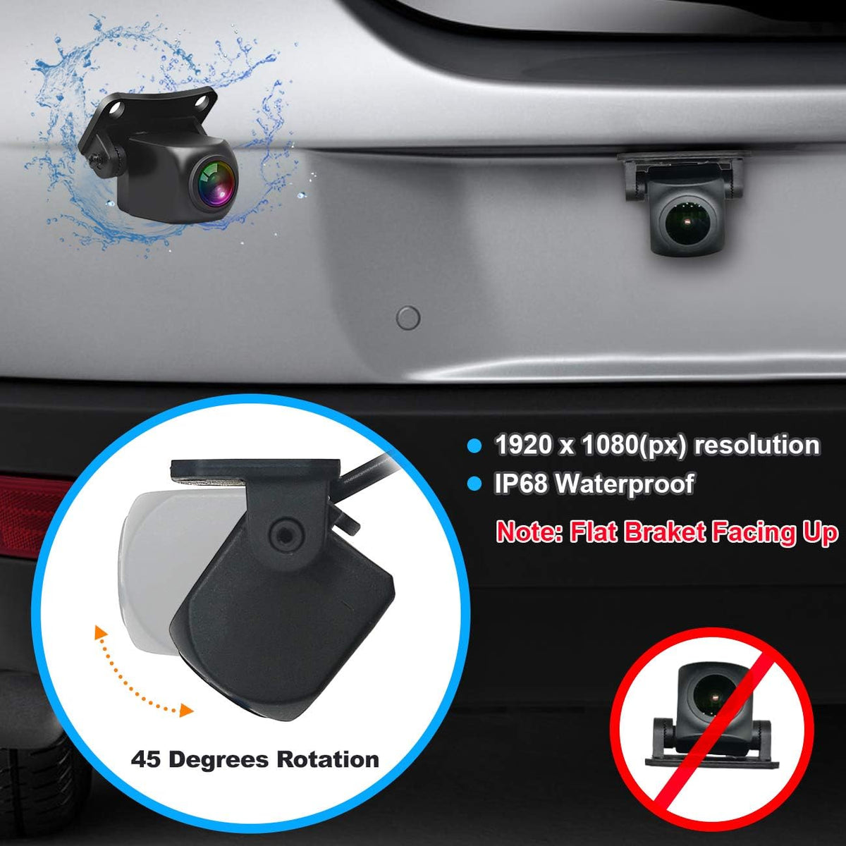 1080P HD Backup Camera with 7 inch Touch Screen Dual Lens Front and Rear X1752