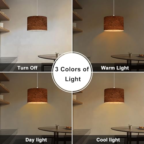Linen Lampshade Plug in Pendant Light with Dimmable Switch S263