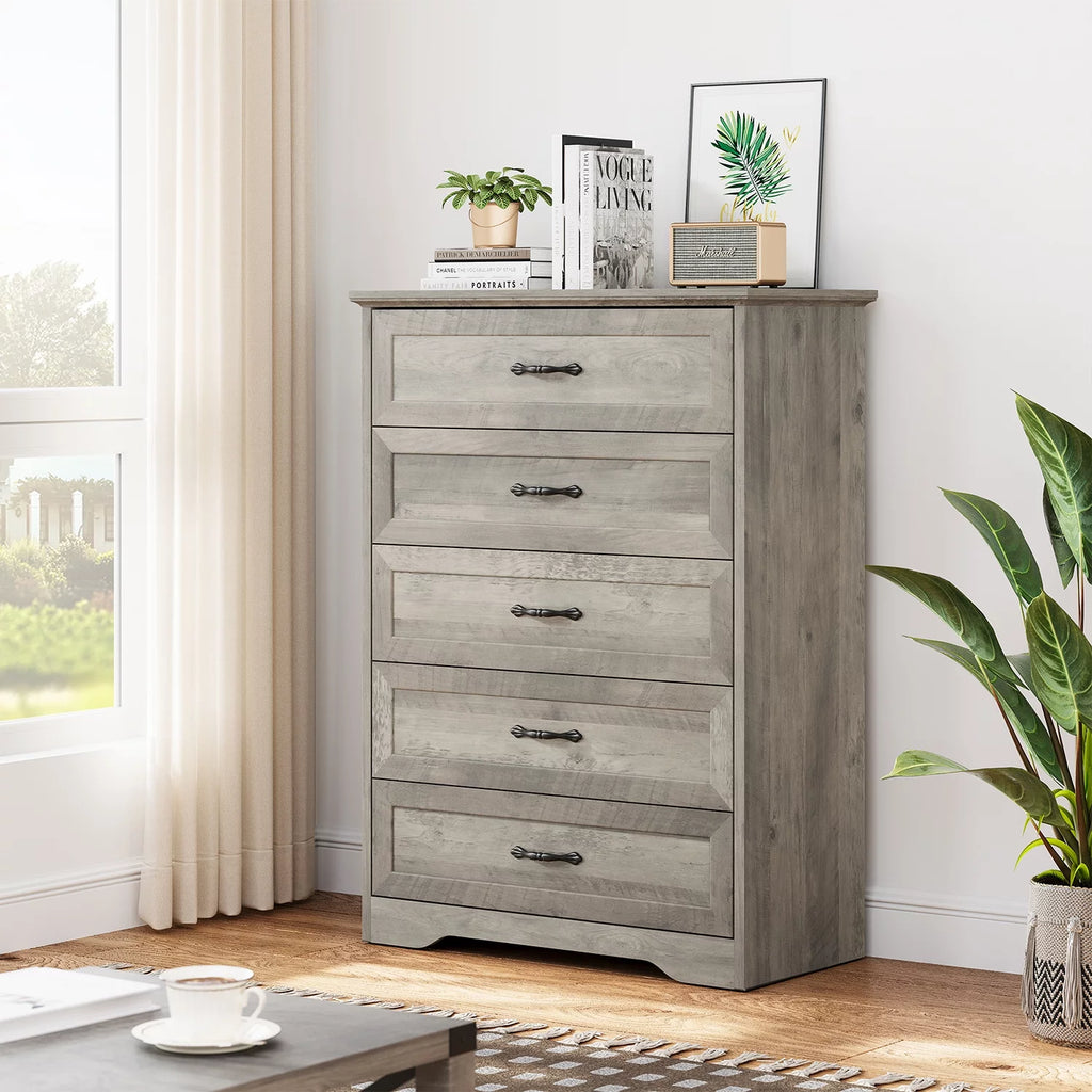 5 Drawer Wood Dresser I27669