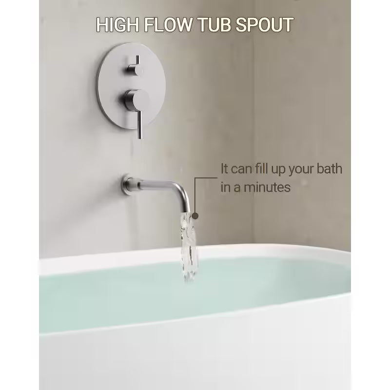 10 in. 3-Spray Wall Mount Shower Head and Tub Faucet 2.5 GPM Brushed Nickel F23735