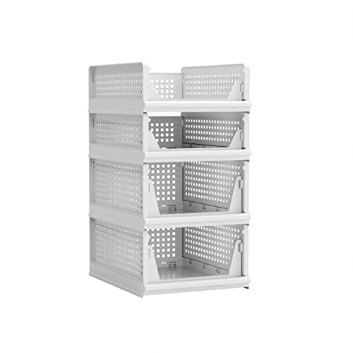 Stackable Plastic Storage Basket Bin H5224