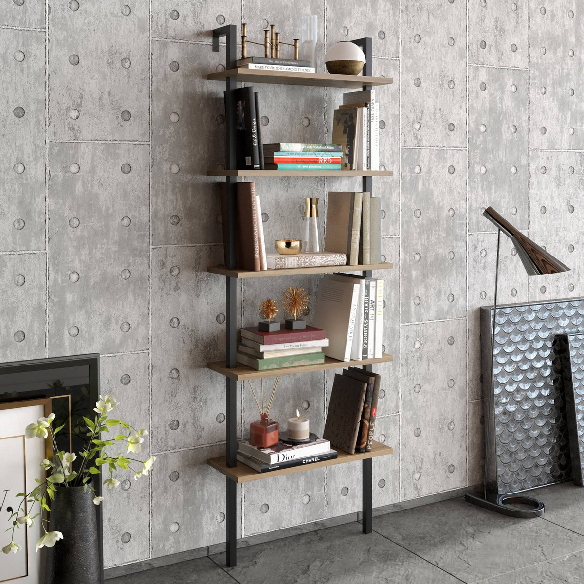Tall Metal Wood Bookcase D720115