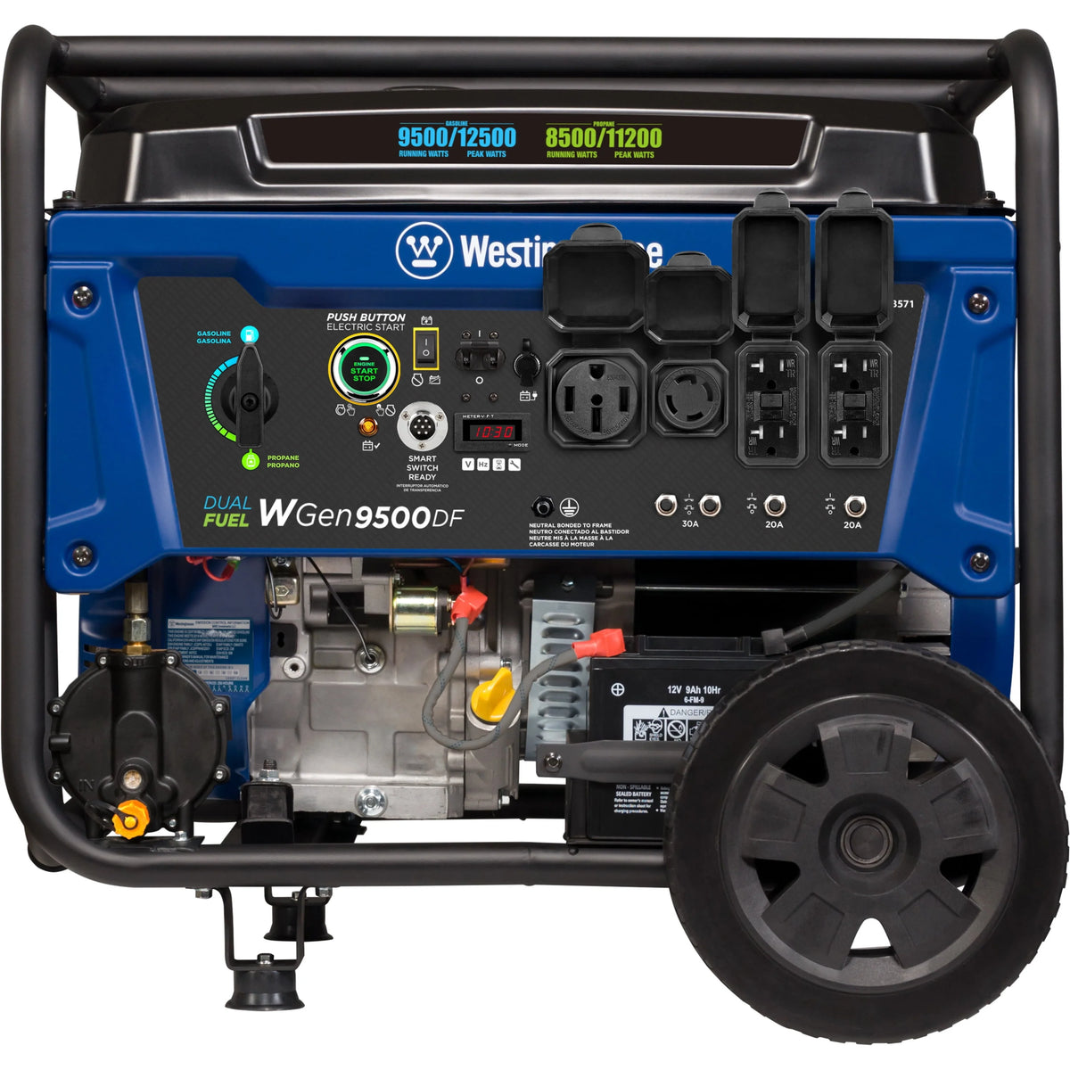 12,500 Peak Watt Dual Fuel Portable Generator with Electric Start S628
