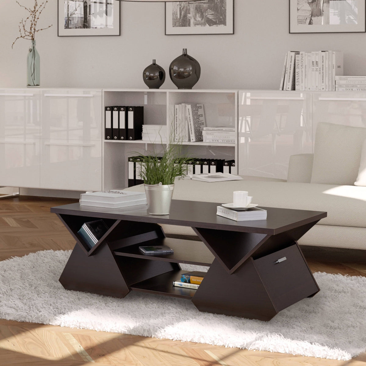 Espresso Geometric Coffee Table Z630