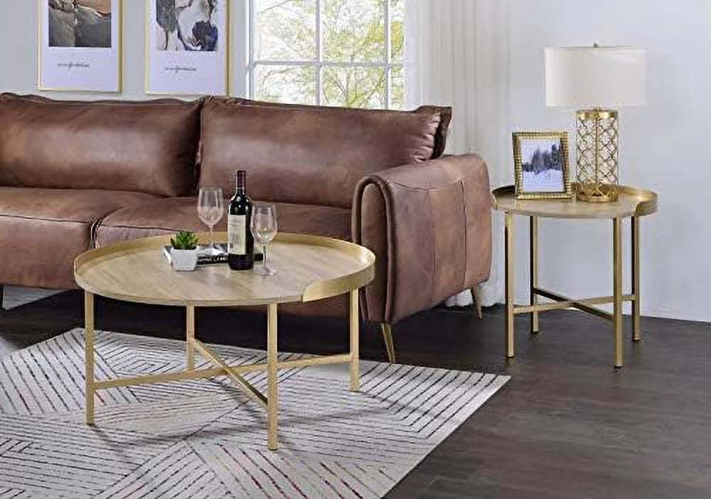 Round End Table with Metal Base K10874