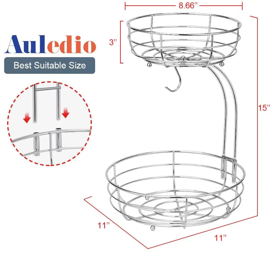 2 Tier Metal Wire Fruit Basket with Banana Hanger O5038