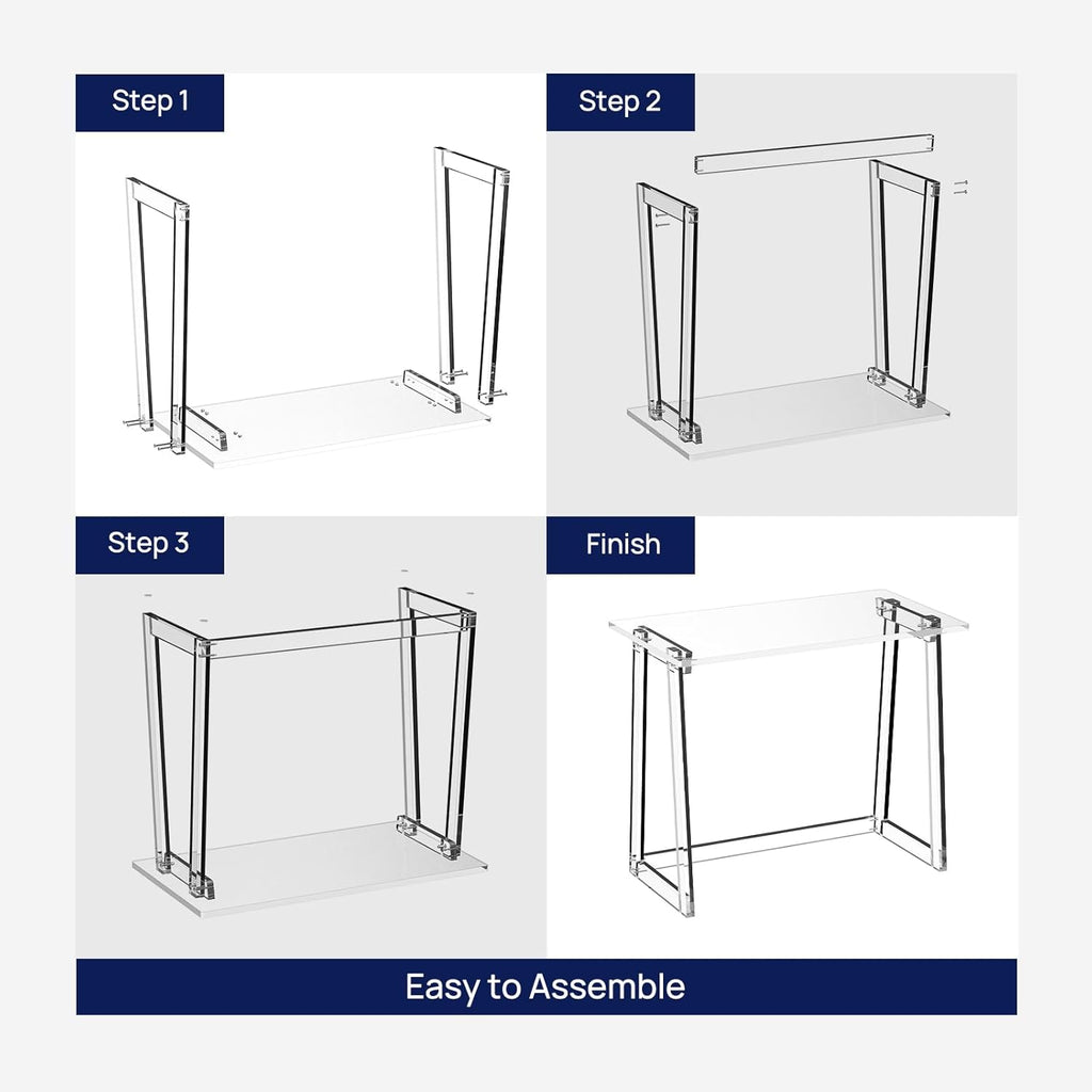 Clear Acrylic Desk 35.4 Inch with Trapezoid-shaped Legs I239