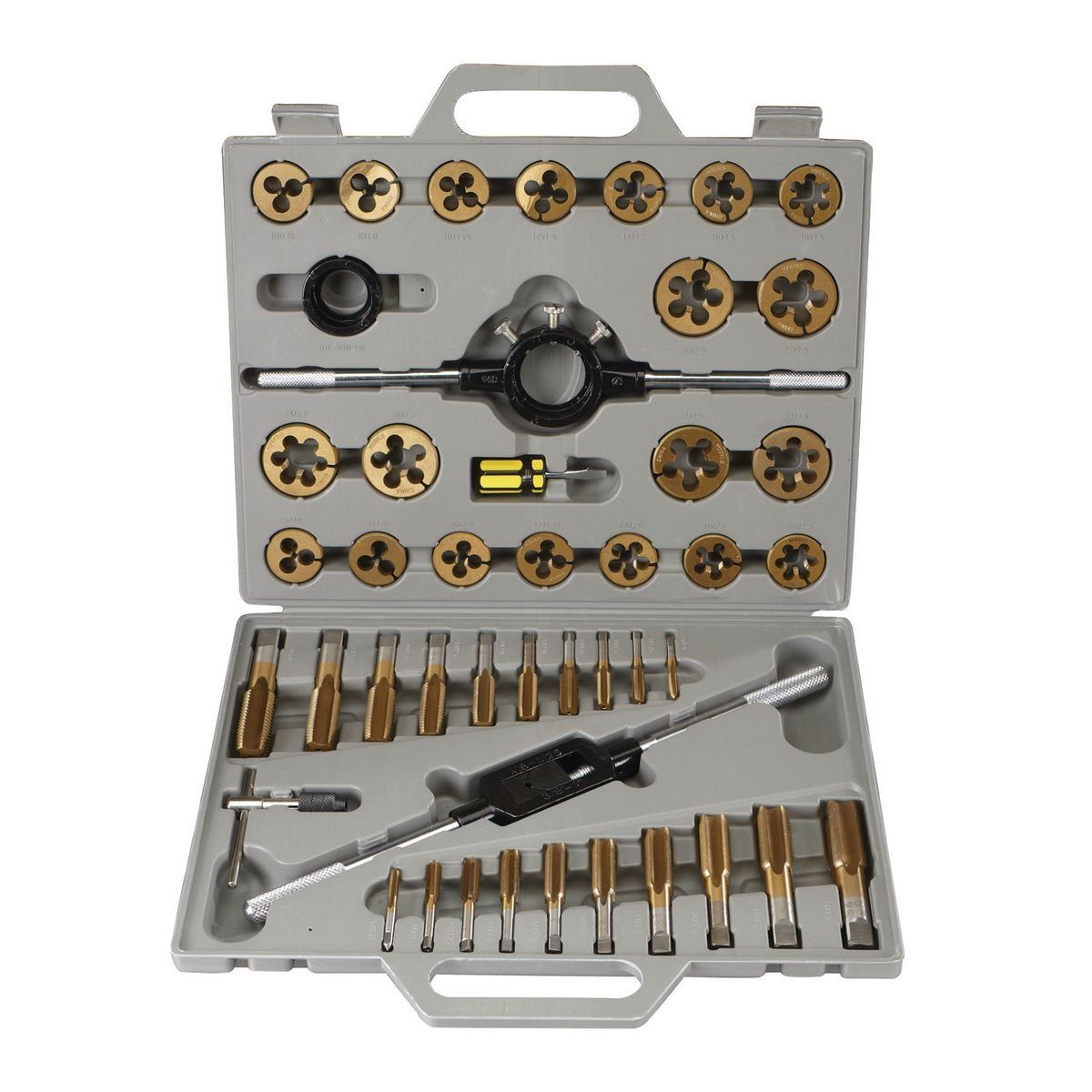 Titanium Nitride-Coated Alloy Steel Metric Tap & Die Set, 45-Piece Q816278