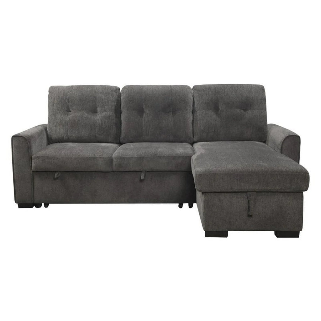 Dark Gray Chenille Reversible Sectional W206