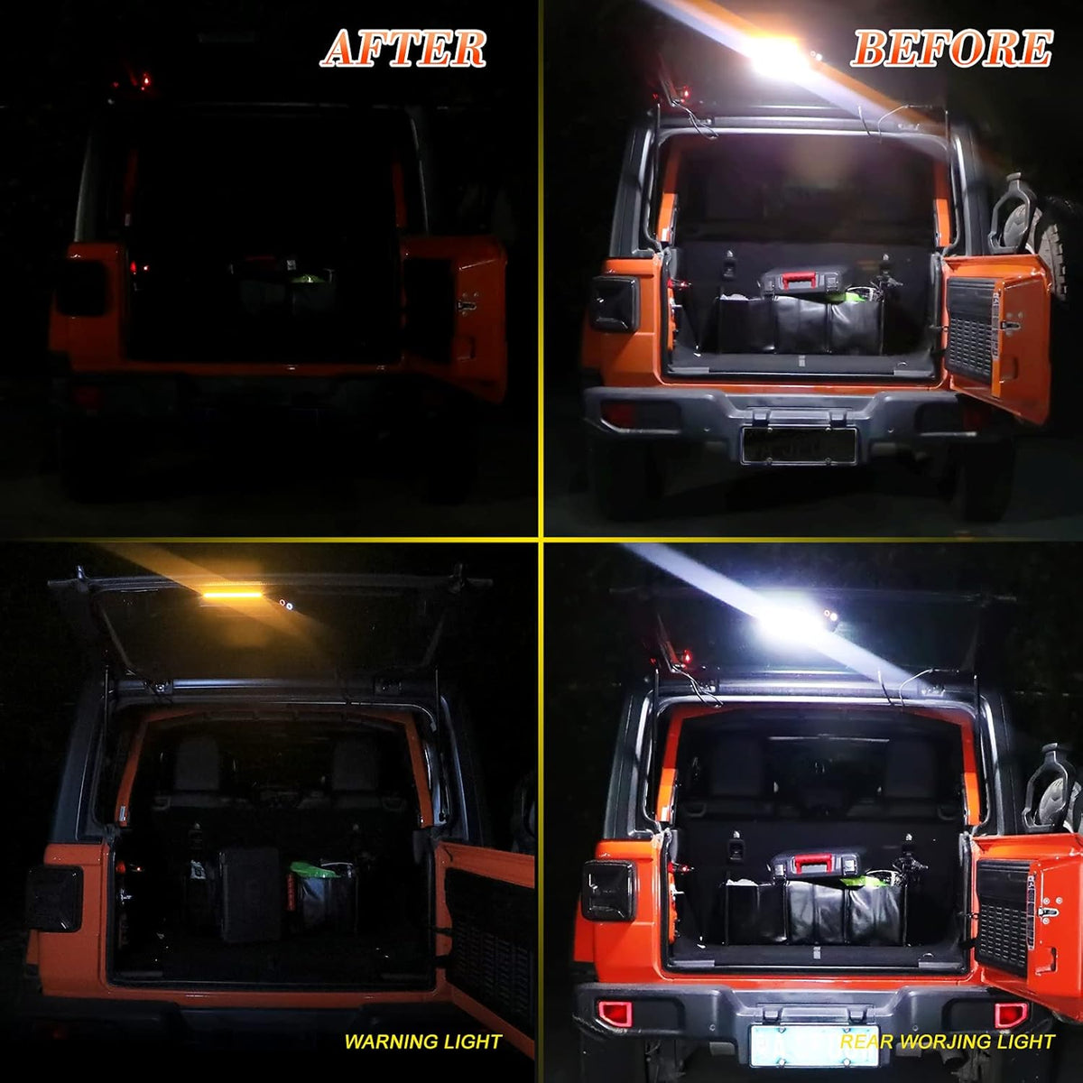 LED Trunk Rear Light Rear Glass Lift Gate Dome Light Compatible with Jeep Wrangler JL JLU 2018 2019 2020 LED Cargo Light with White light and Flash Amber Warning Light E7224