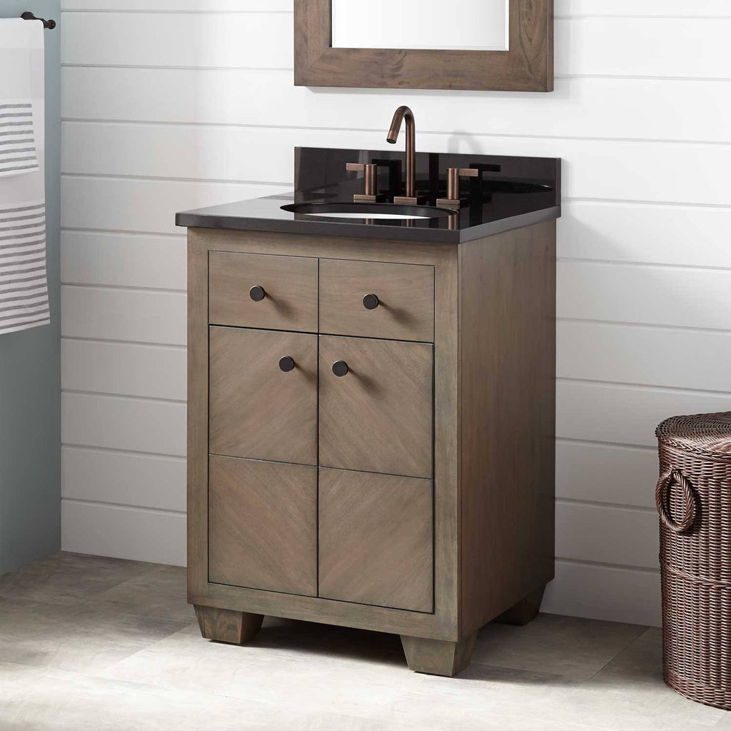 Gray Wash Wood Single Vanity Cabinet M346879