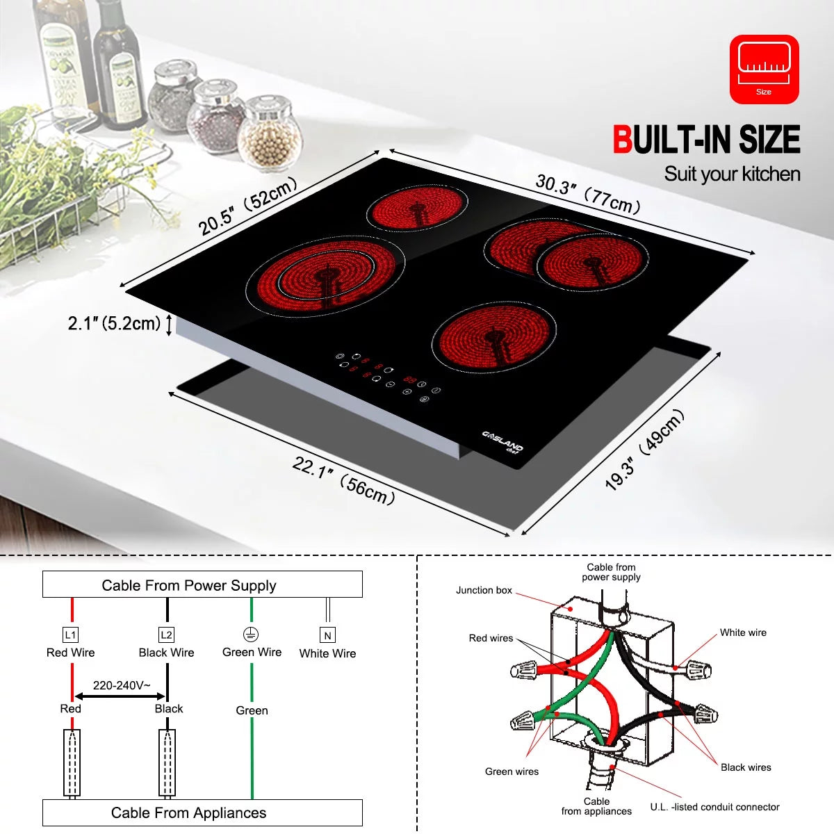 30" 4 Burners Ceramic Glass Electric Cooktop Q559