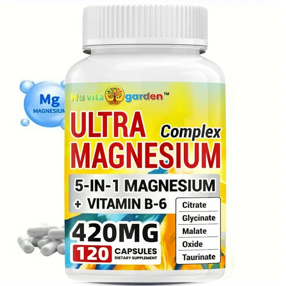 5-in-1 Magnesium Complex Supplement 420mg 120 Vegan Capsules K4355