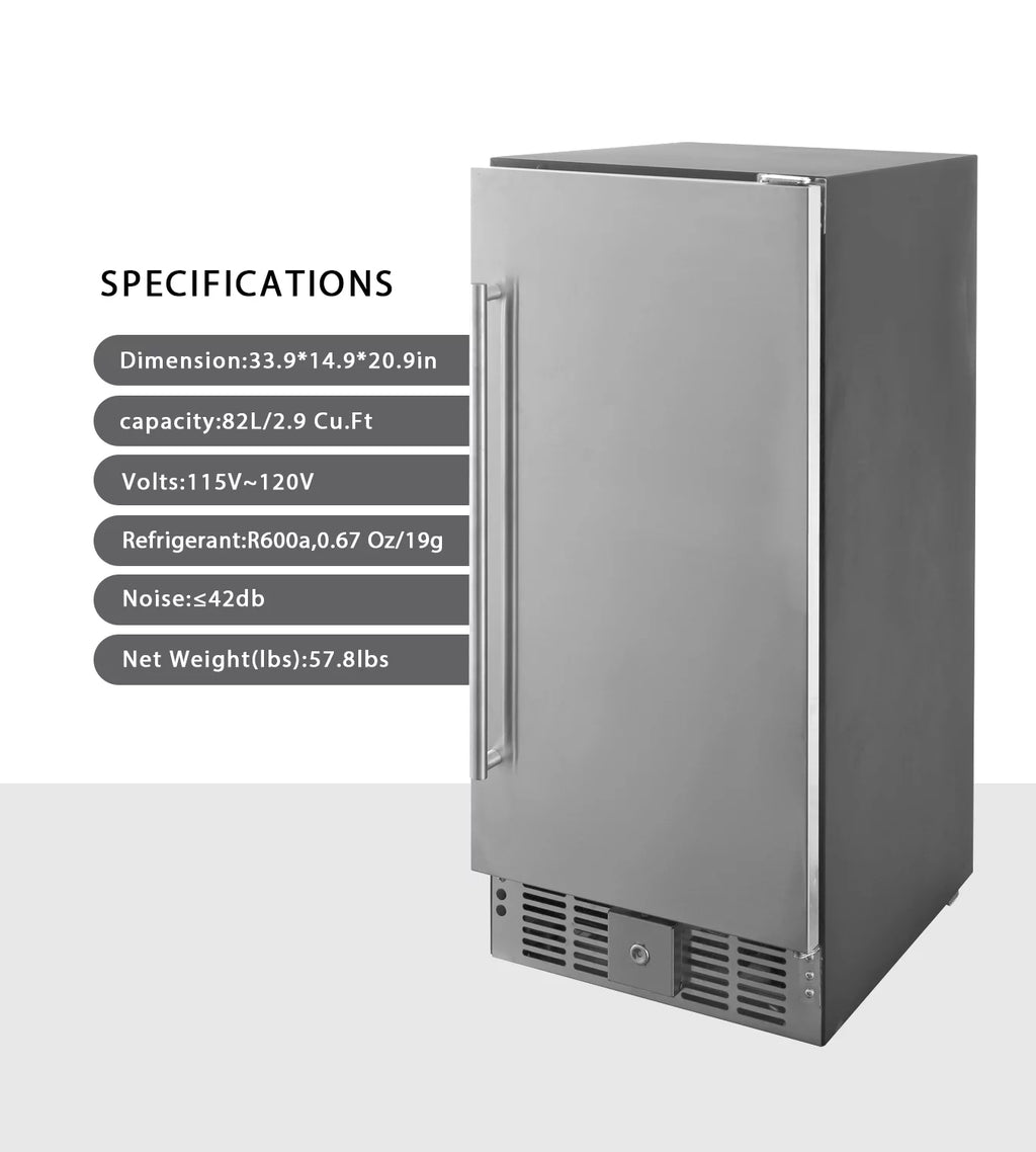2.9 Cubic Feet Built-In Stainless Steel Mini Fridge T2000