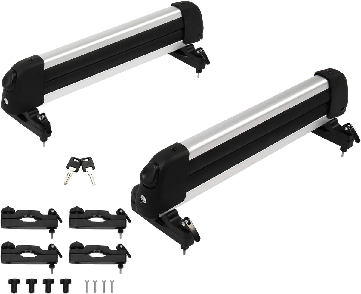 S Size Car Ski Snowboard Roof Racks 2 PCS Universal Aluminum Lockable V121