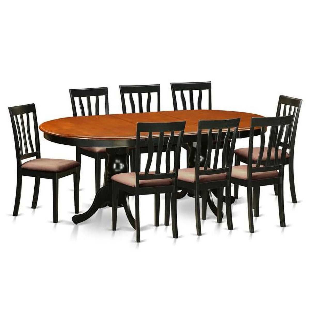 Black & Cherry 9 Piece Microfiber Dining Room Set C338